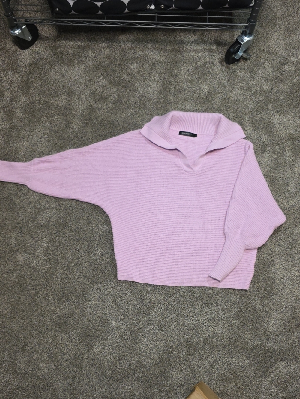 Relaxed Lilac Ribbed Cowl Sweater